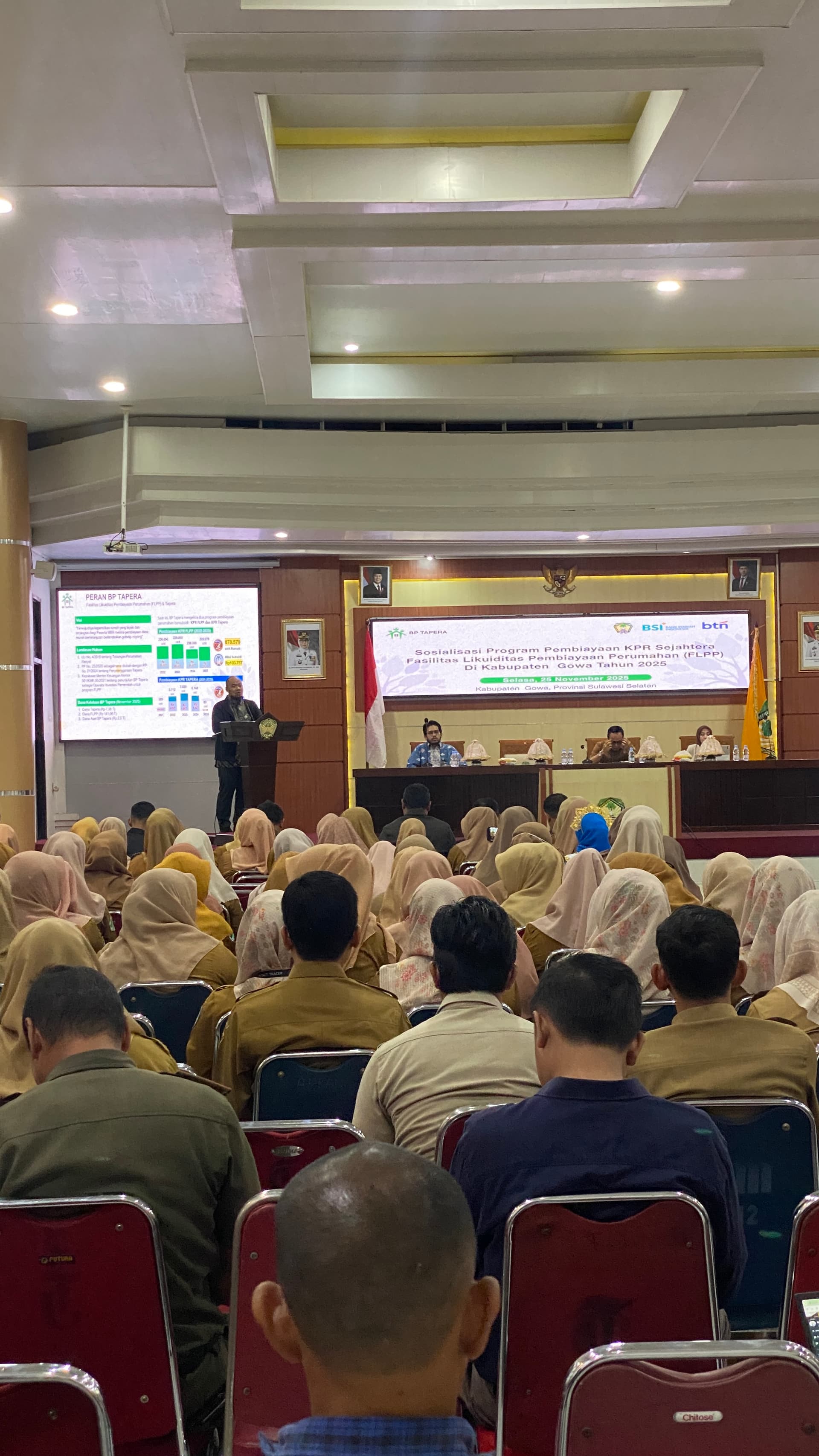 Tiga Maha Rewa Hadiri Sosialisasi BP Tapera Bersama BTN dan BSI di Kantor Bupati Gowa